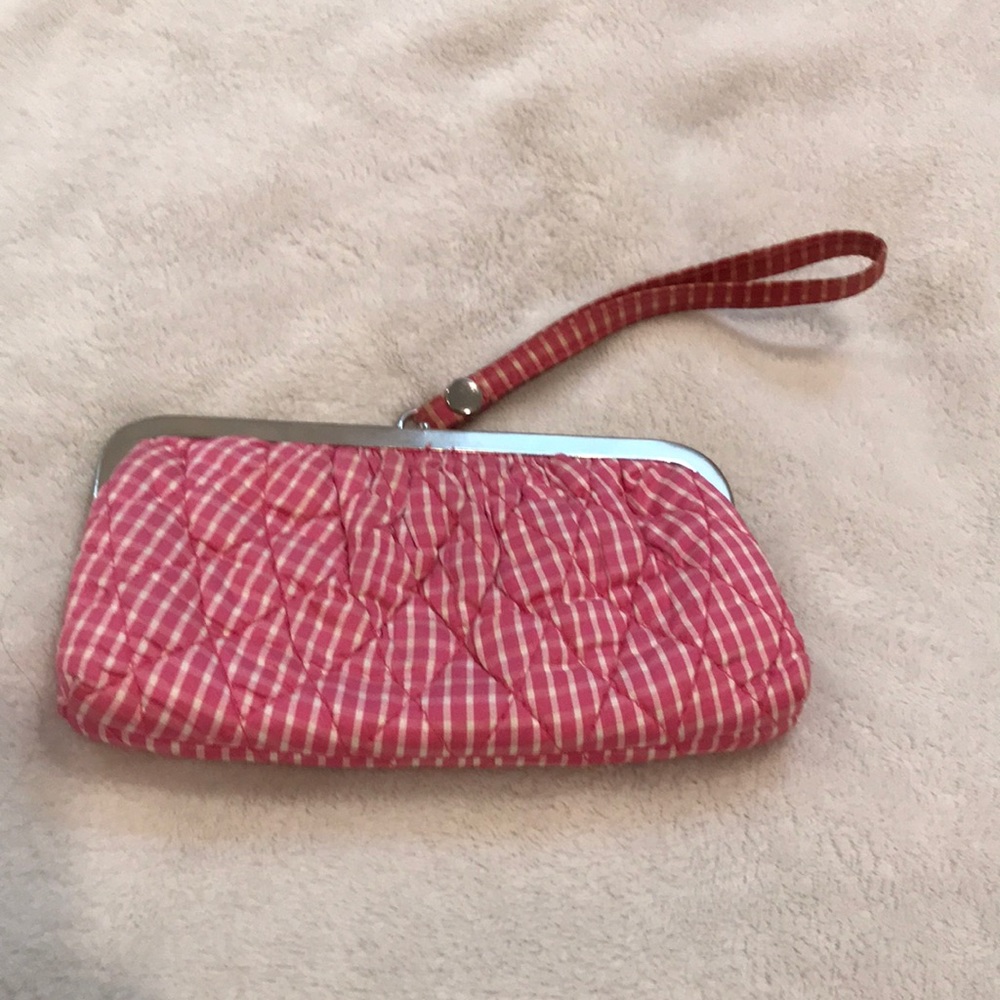 Vera Bradley pink silk clutch wristlet